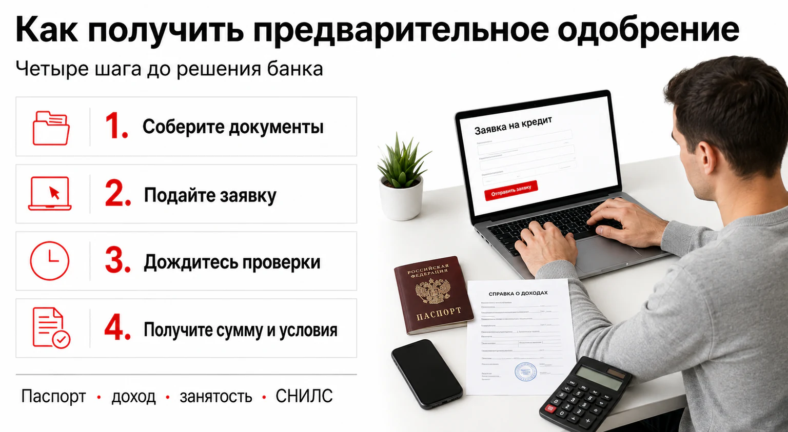 Инфографика: как получить предварительное одобрение ипотеки или кредита Инфографика: как получить предварительное одобрение ипотеки или кредита