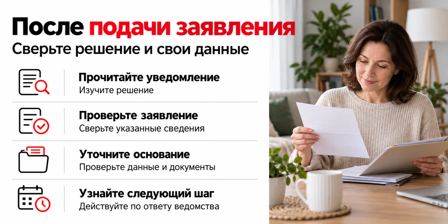 После подачи заявления на субсидию ЖКУ: прочитать уведомление, сверить сведения, уточнить основание решения и порядок дальнейших действий
