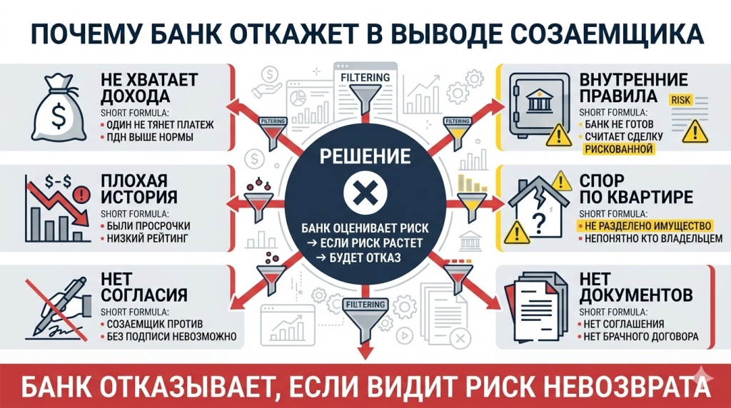 Почему банк может отказать в выводе созаемщика