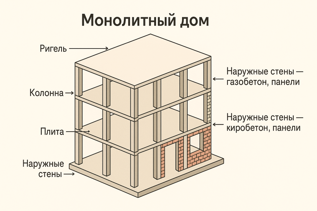 С чего состоит монолитный дом