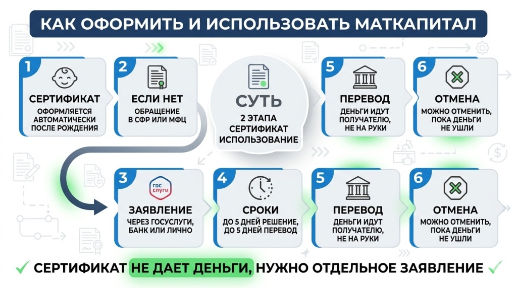 Порядок оформления сертификата и распоряжения средствами