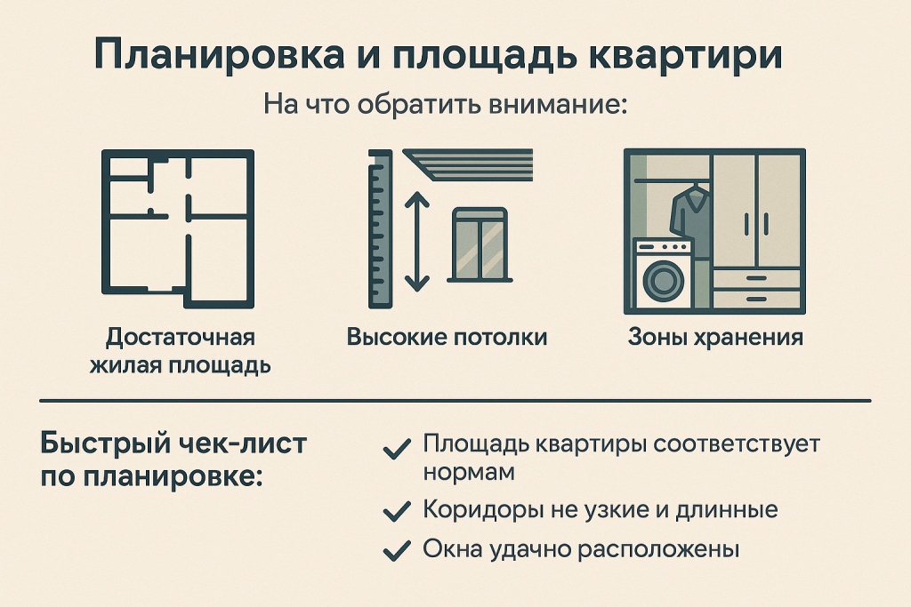 Планировка, площадь квартиры, на что обратить внимание