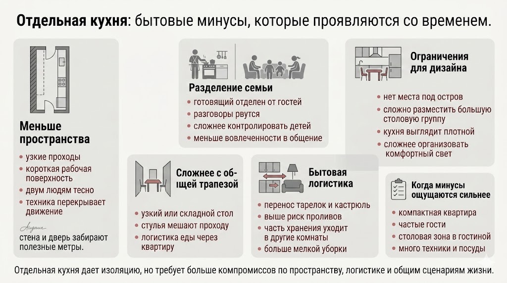 Отдельная кухня бытовые минусы