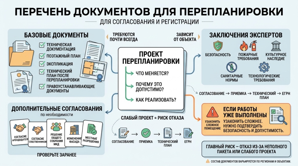 Перечень документов для согласования и регистрации перепланировки