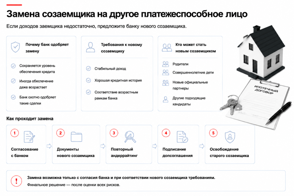 Замена созаемщика на другое платежеспособное лицо