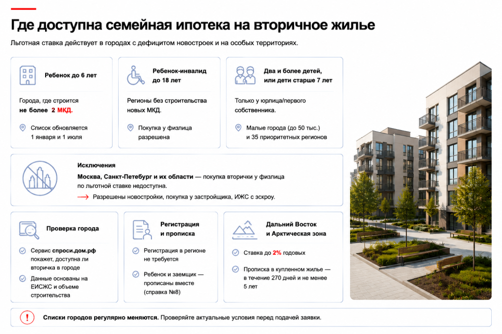 Где доступна семейная ипотека на вторичку: в каких городах можно купить жилье