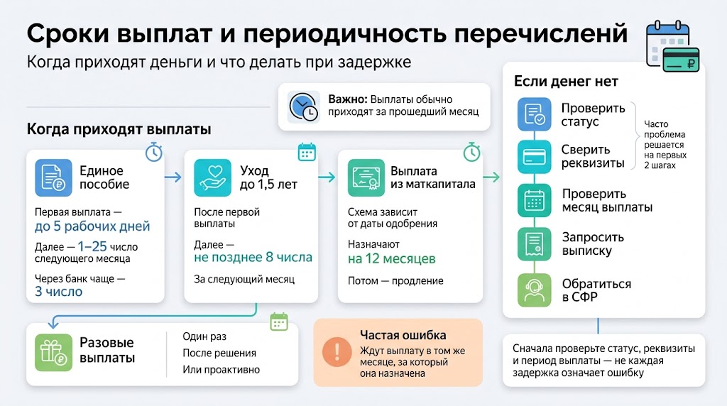 Сроки выплат, периодичность перечислений