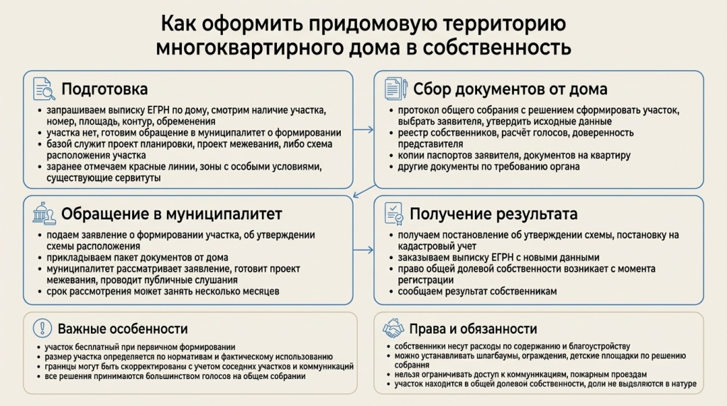Как оформить придомовую территорию многоквартирного дома в собственность