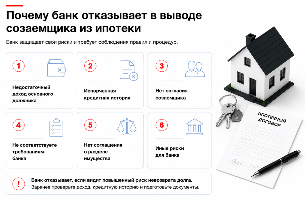 Почему банк может отказать в выводе созаемщика
