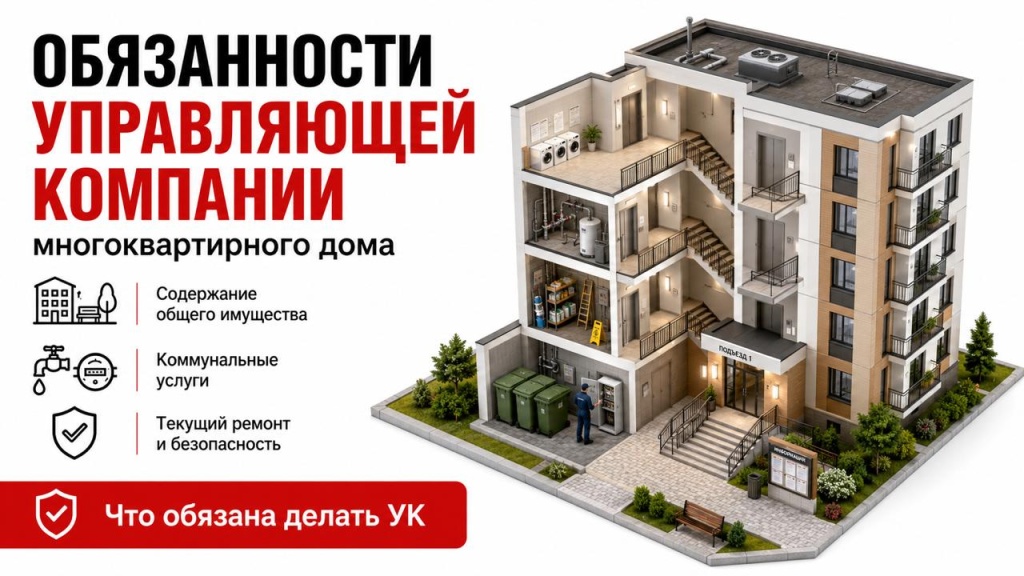 Обязанности управляющей компании многоквартирного дома