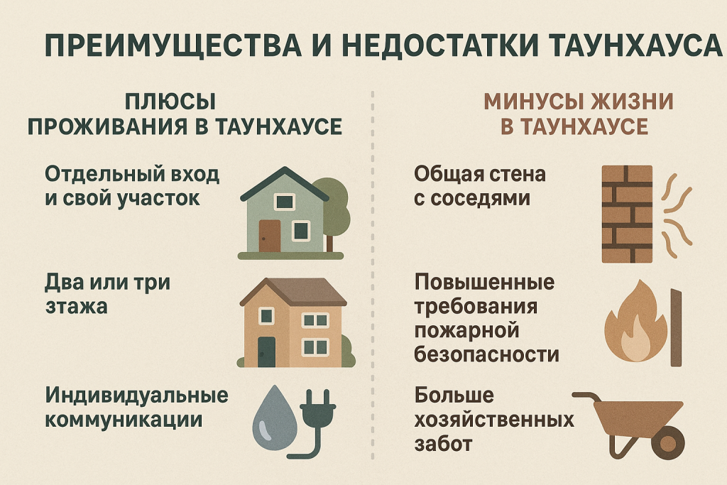 Преимущества и недостатки таунхауса