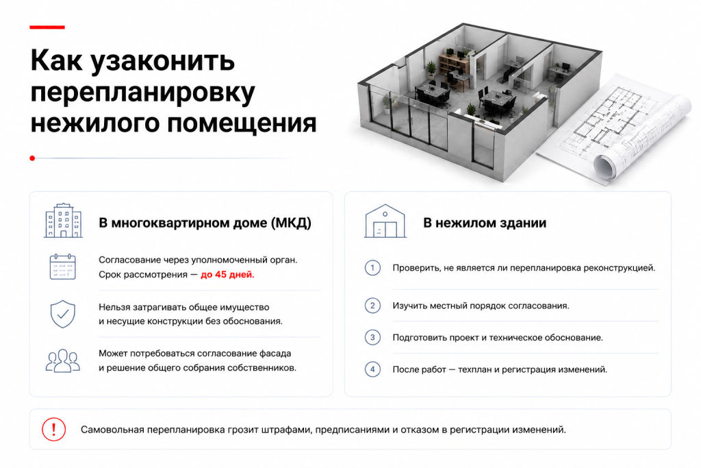 как узаконить перепланивроку нежилого помещения