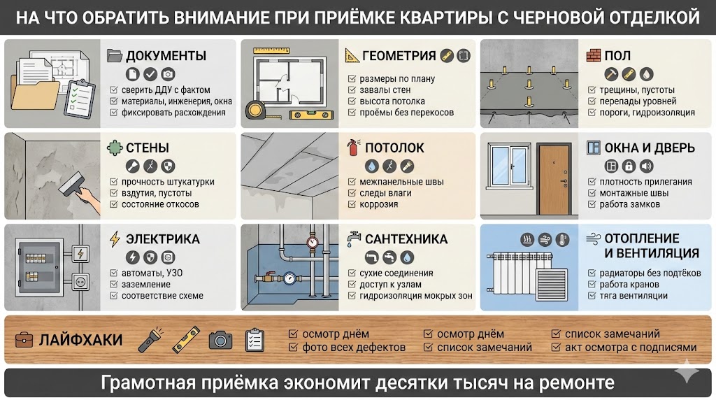 На что обратить внимание при приёмке квартиры с черновой отделкой