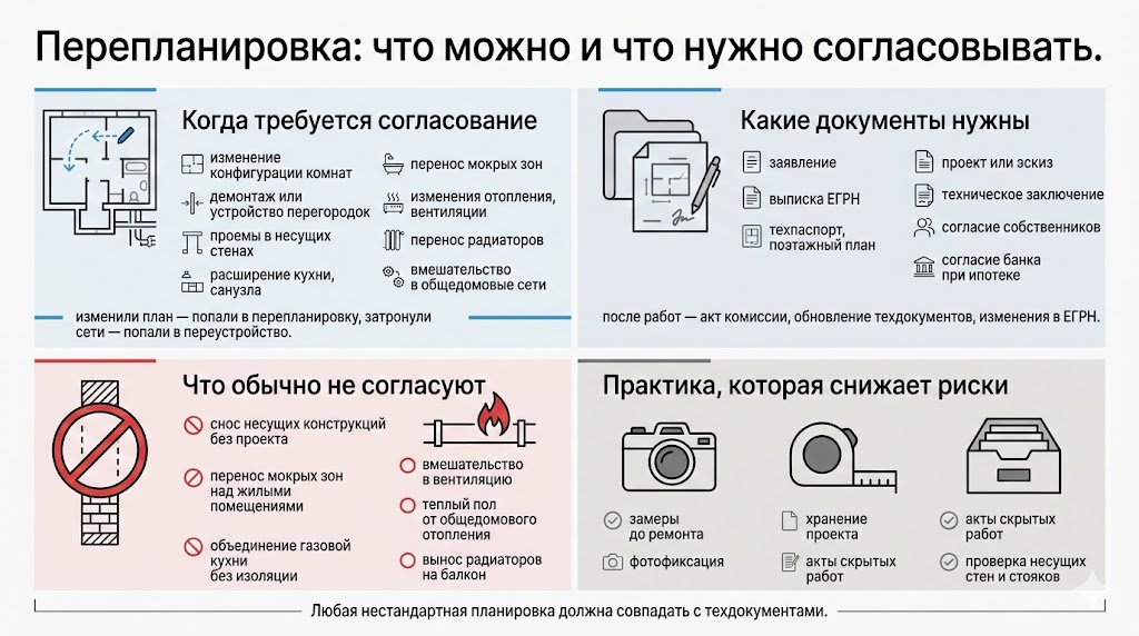 Перепланировка что можно и что нужно согласовывать