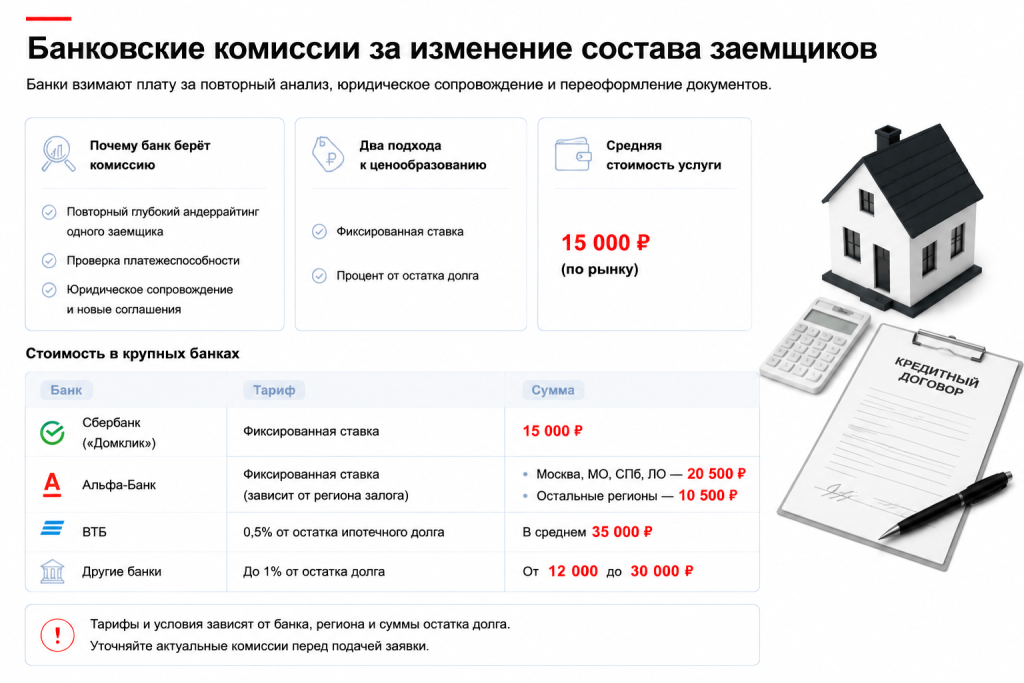 Банковские комиссии за изменение состава заемщиков