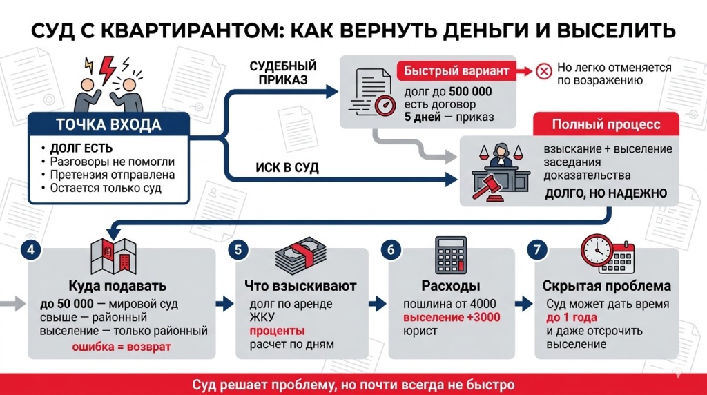 Судебный порядок взыскания задолженности и выселения