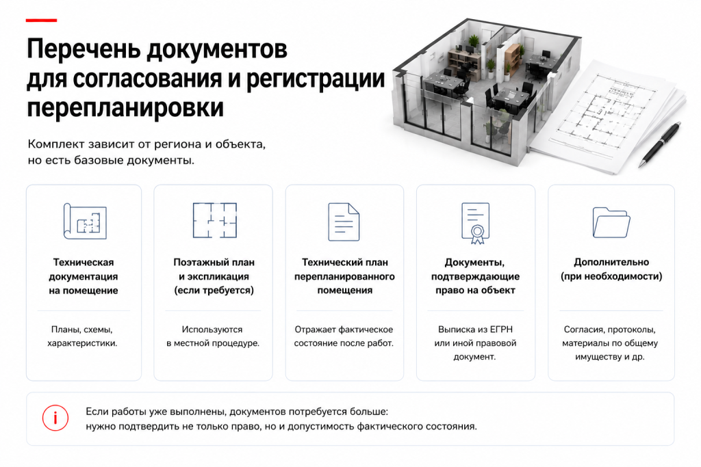 Перечень документов для согласования и регистрации перепланировки