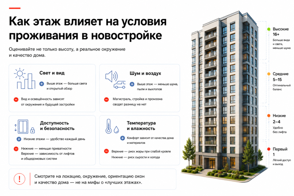 Как этаж влияет на условия проживания в новостройке