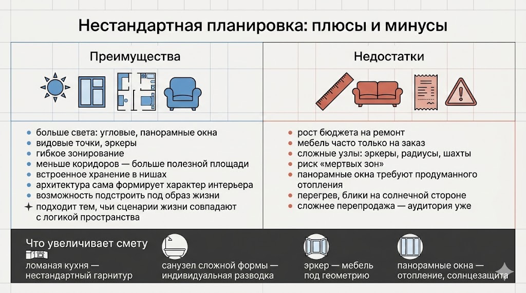Нестандартная планировка плюсы и минусы