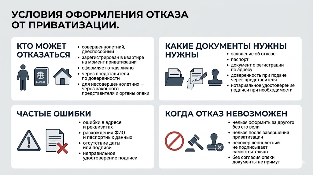 Условия оформления отказаза от приватизации Условия оформления отказаза от приватизации
