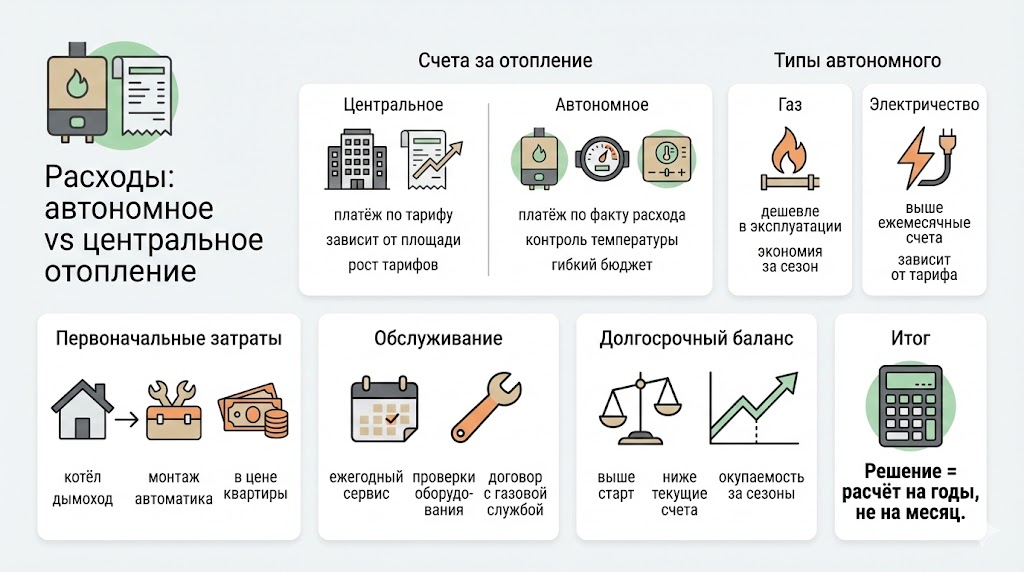 Расходы: сравнение с централизованным отоплением