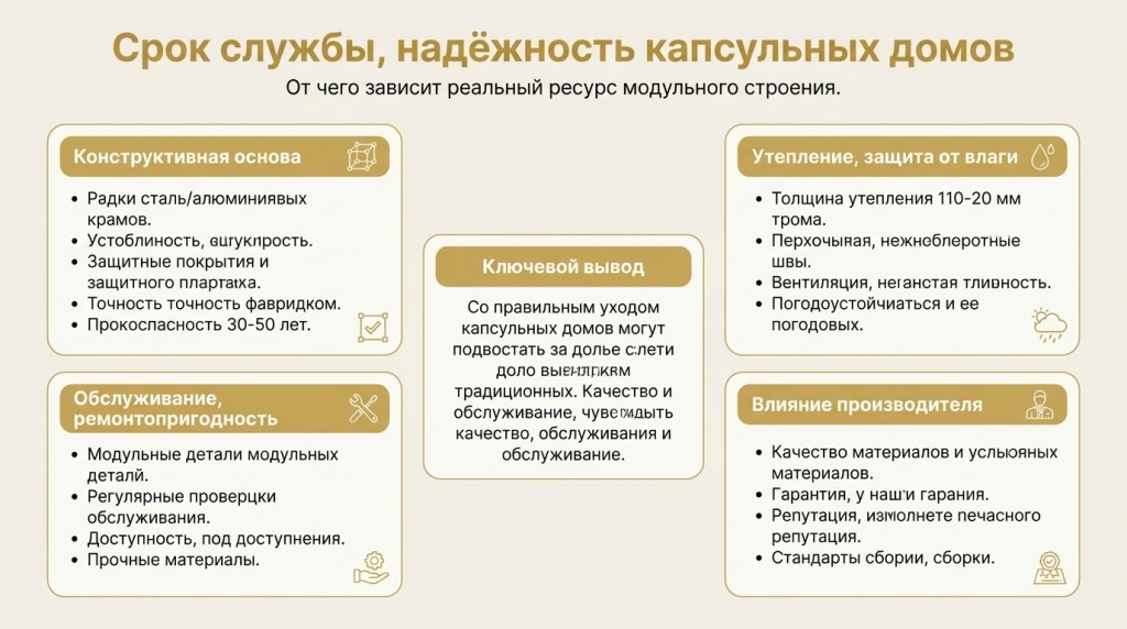 Срок службы, надёжность капсульных домов