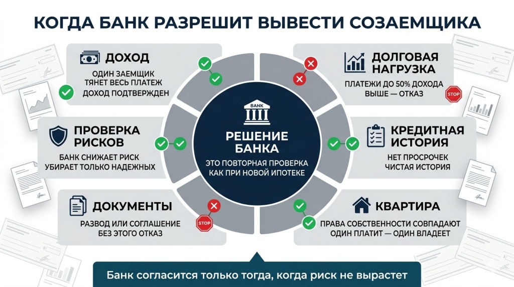 Главные условия банка для одобрения вывода созаемщика