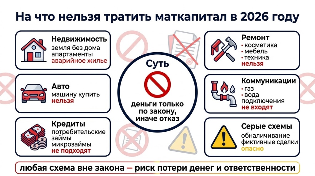 Ограничения программы: на что запрещено тратить материнский капитал