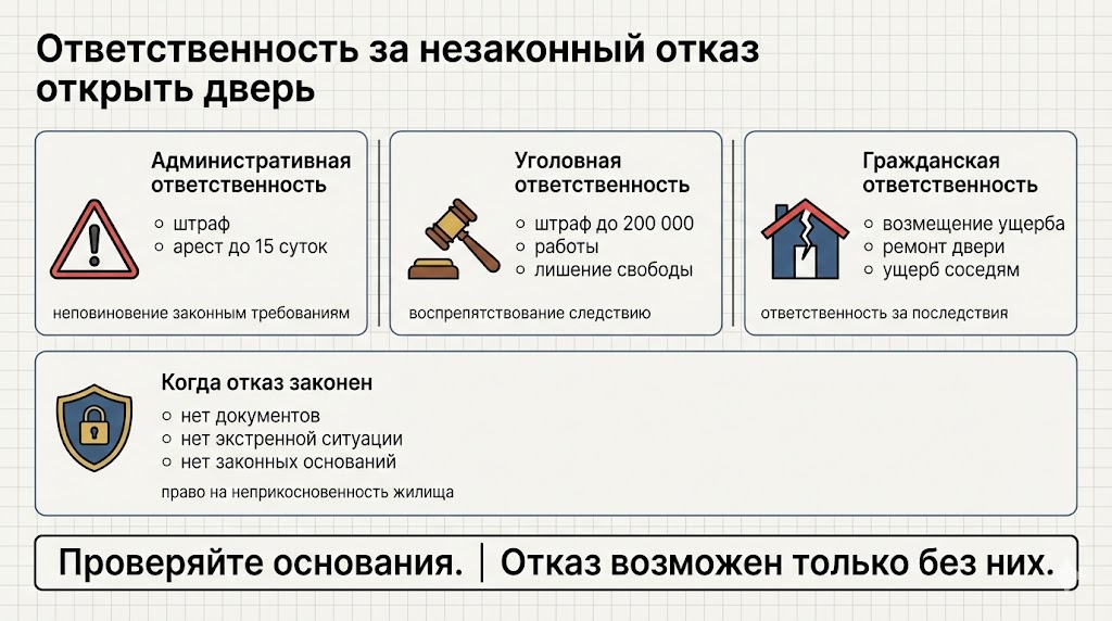 ответственность за незаконный отказ открыть дверь