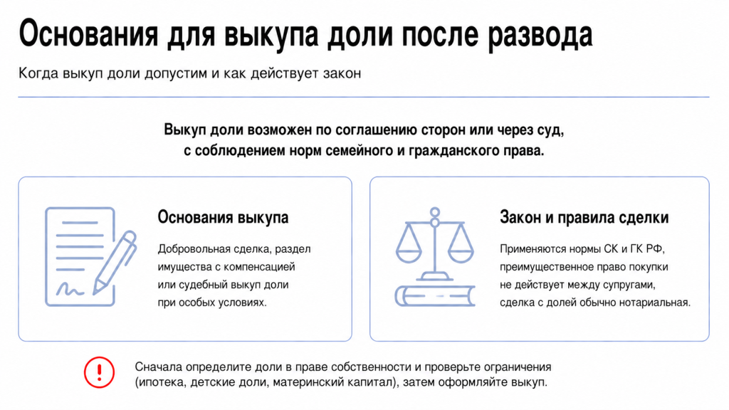 Основания для выкупа доли после развода