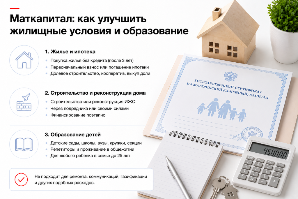 Маткапитал как улучшить жилищные условия и образование