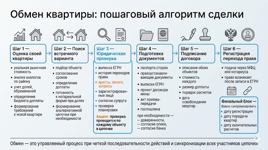 Обмен квартиры пошаговый алгоритм сделки