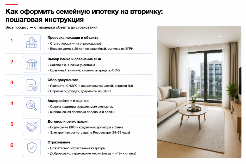 Как оформить семейную ипотеку на вторичку: пошаговая инструкция