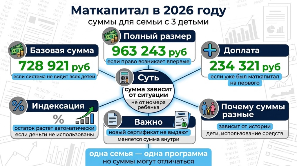Размер федерального материнского капитала в 2026 году