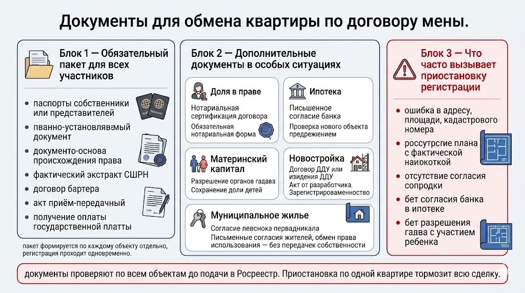 Документы для обмена квартиры по догвору мены