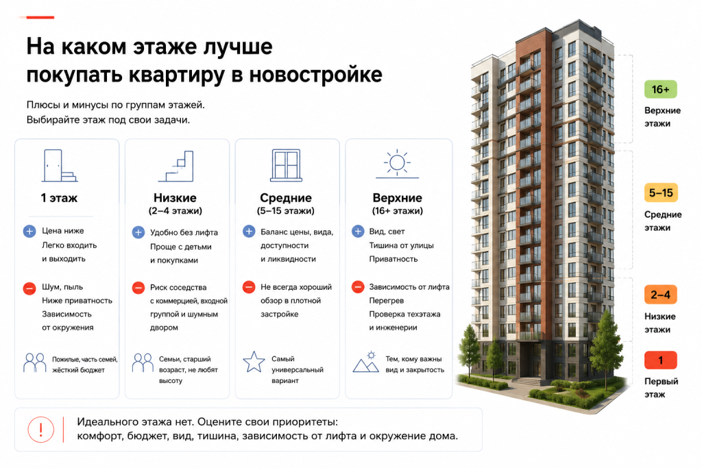 На каком этаже лучше покупать квартиру в новостройке