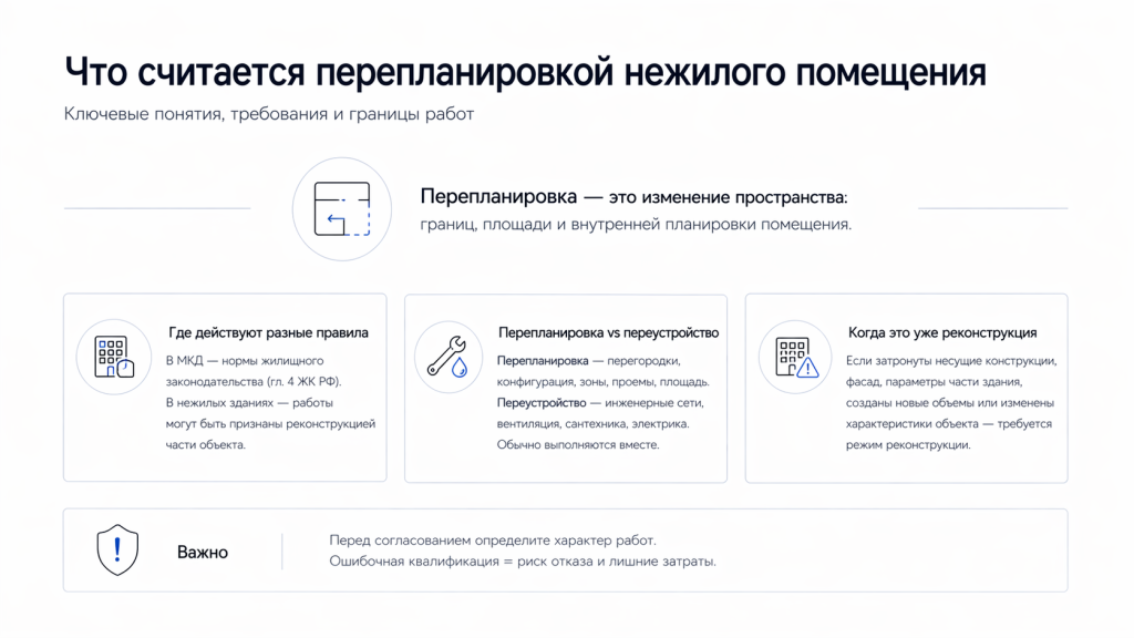 Что считается перепланировкой нежилого помещения