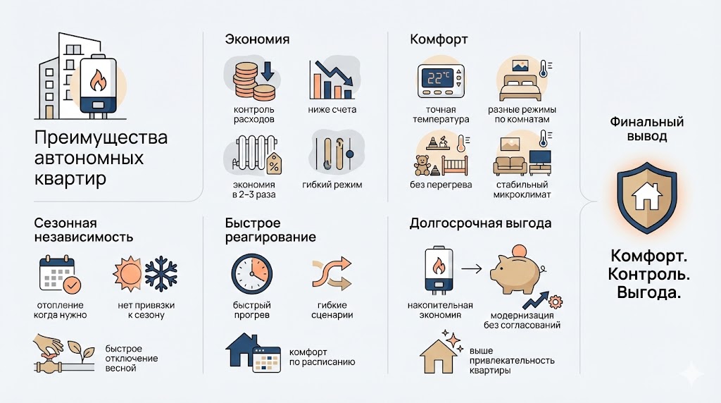 Преимущества автономных квартир
