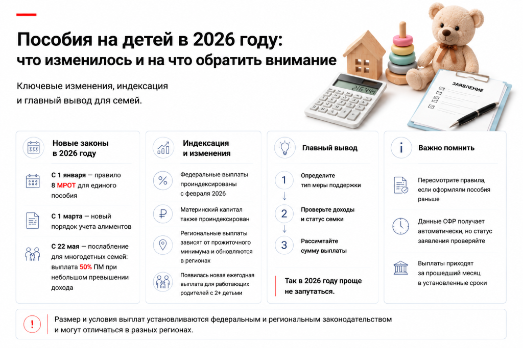 Пособия на детей в 2026 году
