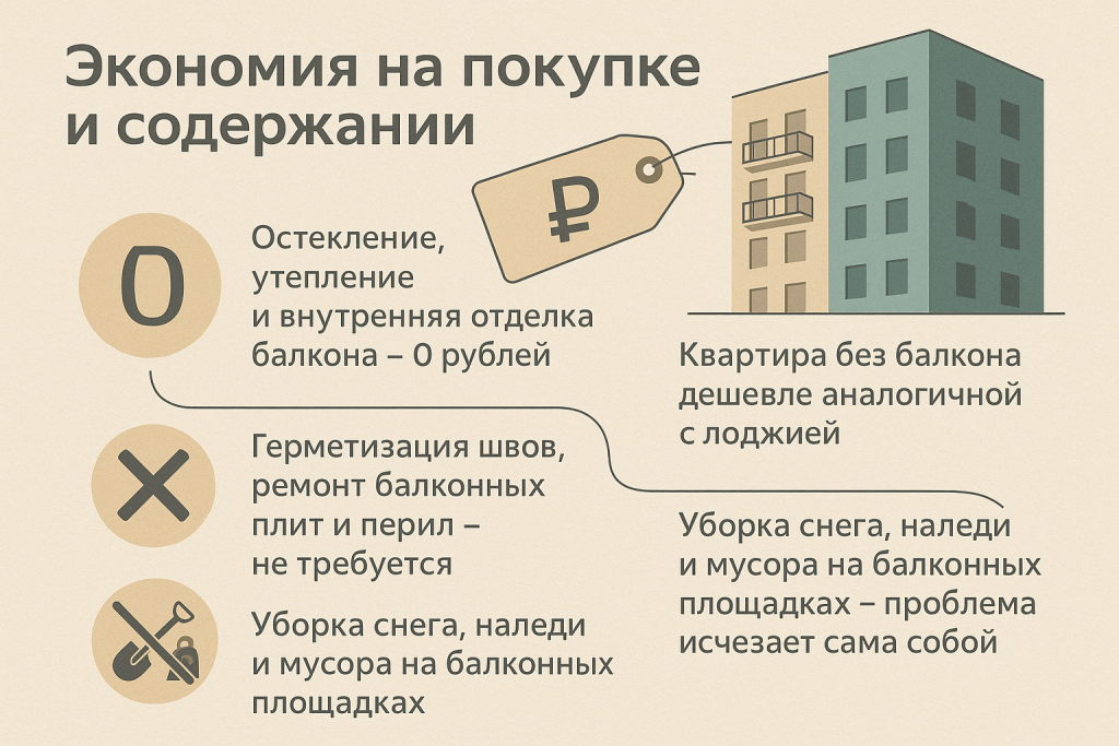 Экономия на покупке и содержании квартиры без балкона и лоджии
