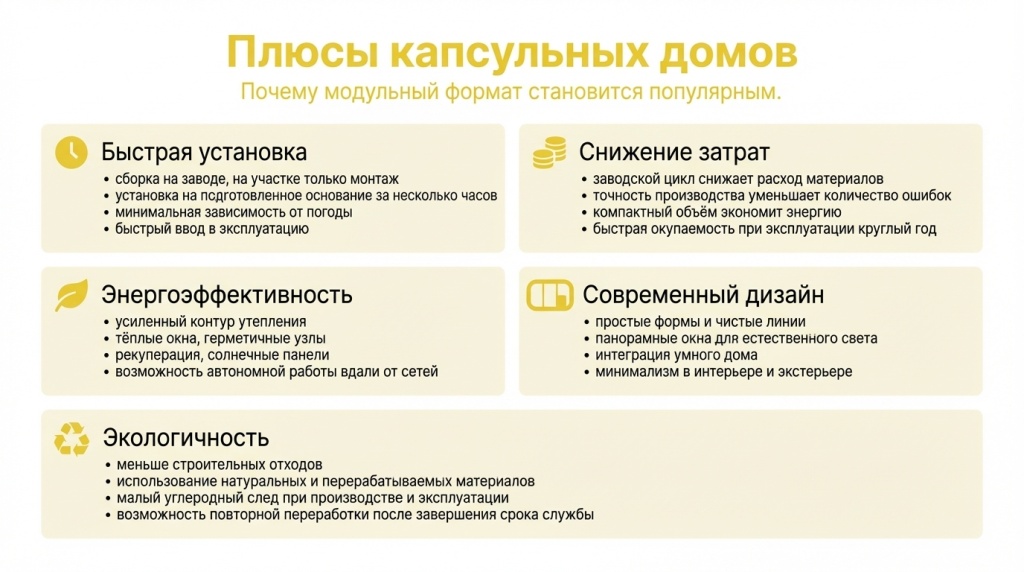 Плюсы капсульных домов