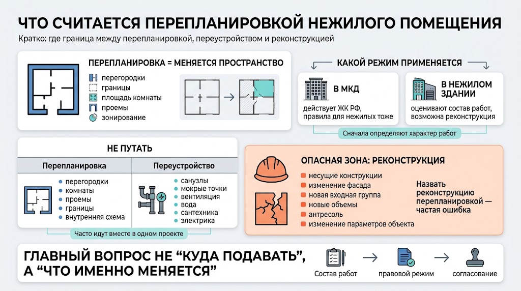 Что считается перепланировкой нежилого помещения