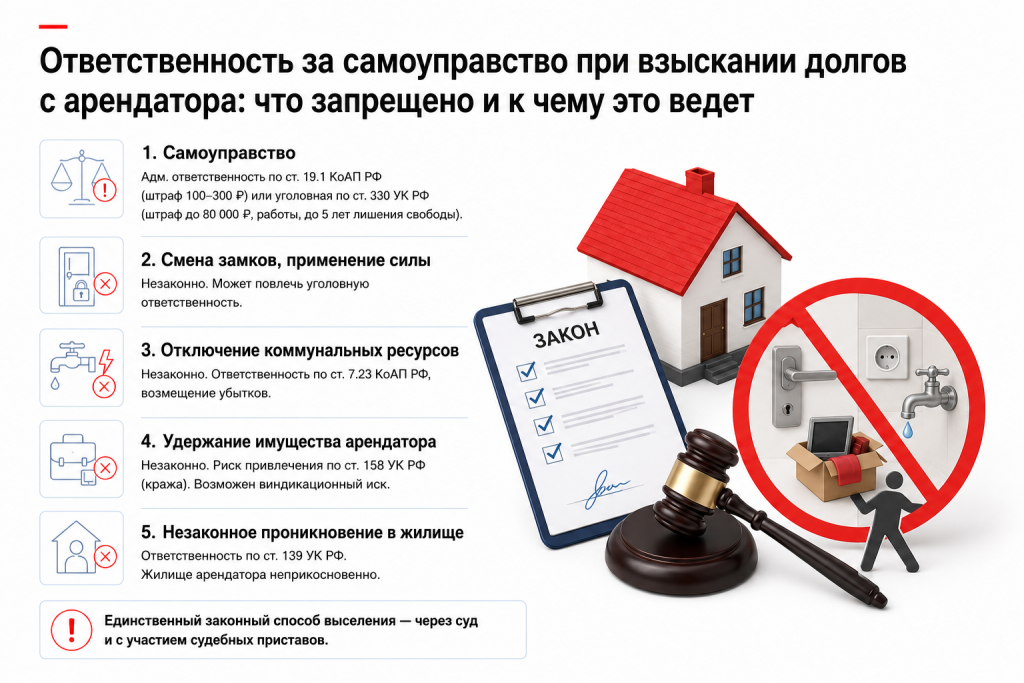 Ответственность за самоуправство при взызскании долгов с арендатора Ответственность за самоуправство при взызскании долгов с арендатора