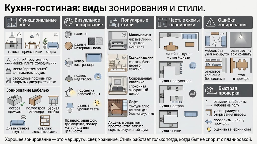 кухня гостиная виды зонирования