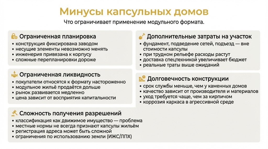 Минусы капсульных домов