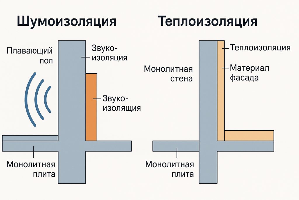 Шумоизоляция и теплоизоляция в монолитных домах