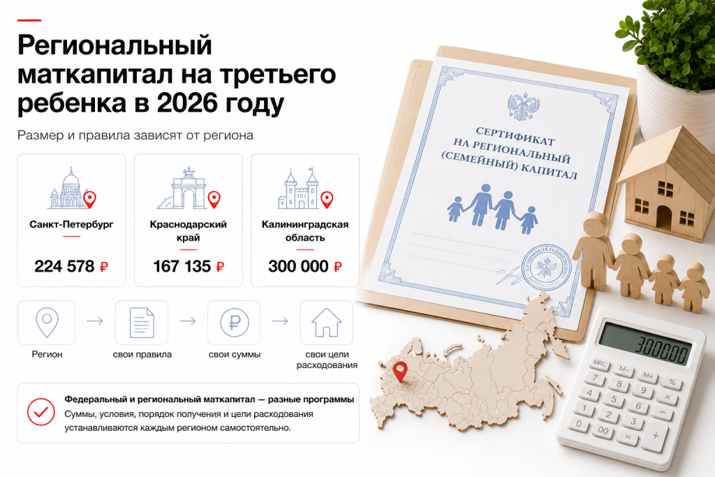Региональній маткапитал на третьего ребенка в 2026 году
