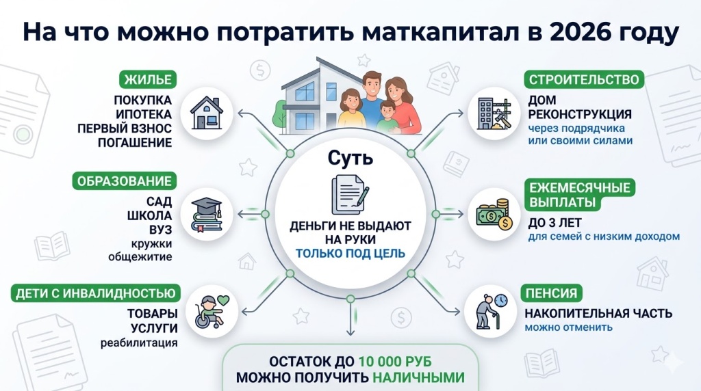 На какие цели можно направить средства федерального материнского капитала