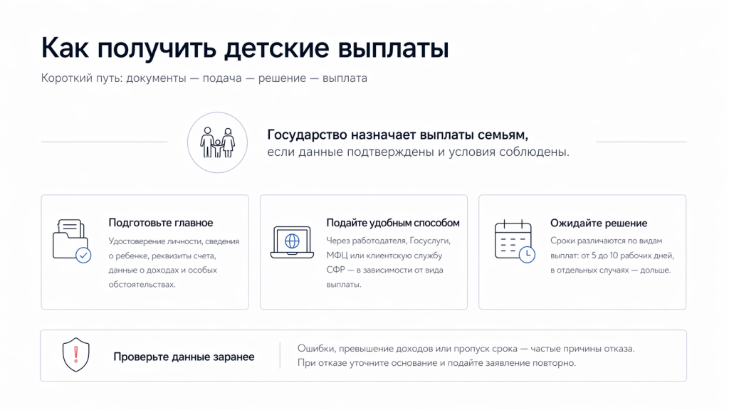 Как оформить, подать заявление, получить выплаты